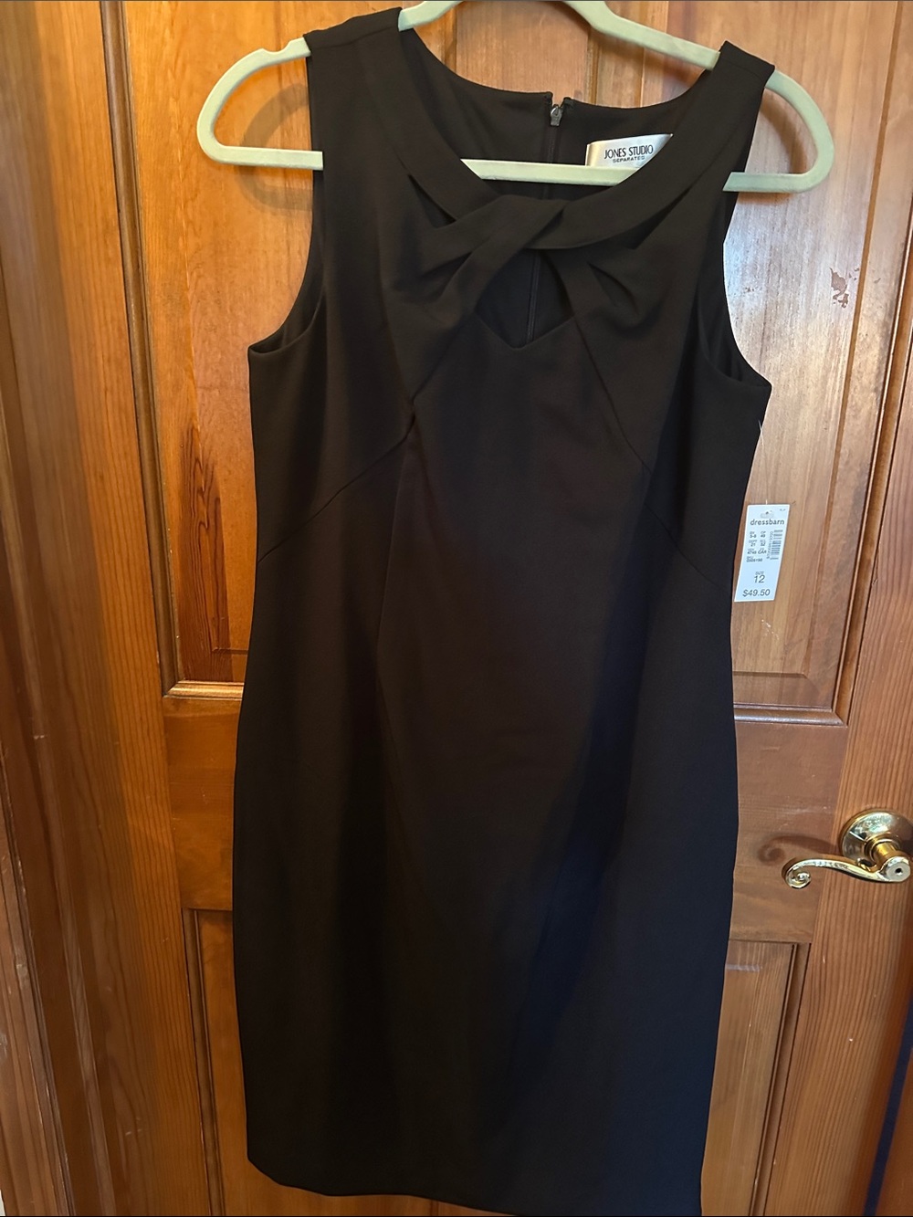 Jones Studio Black Sleeveless Bow-Detail Sheath Dress